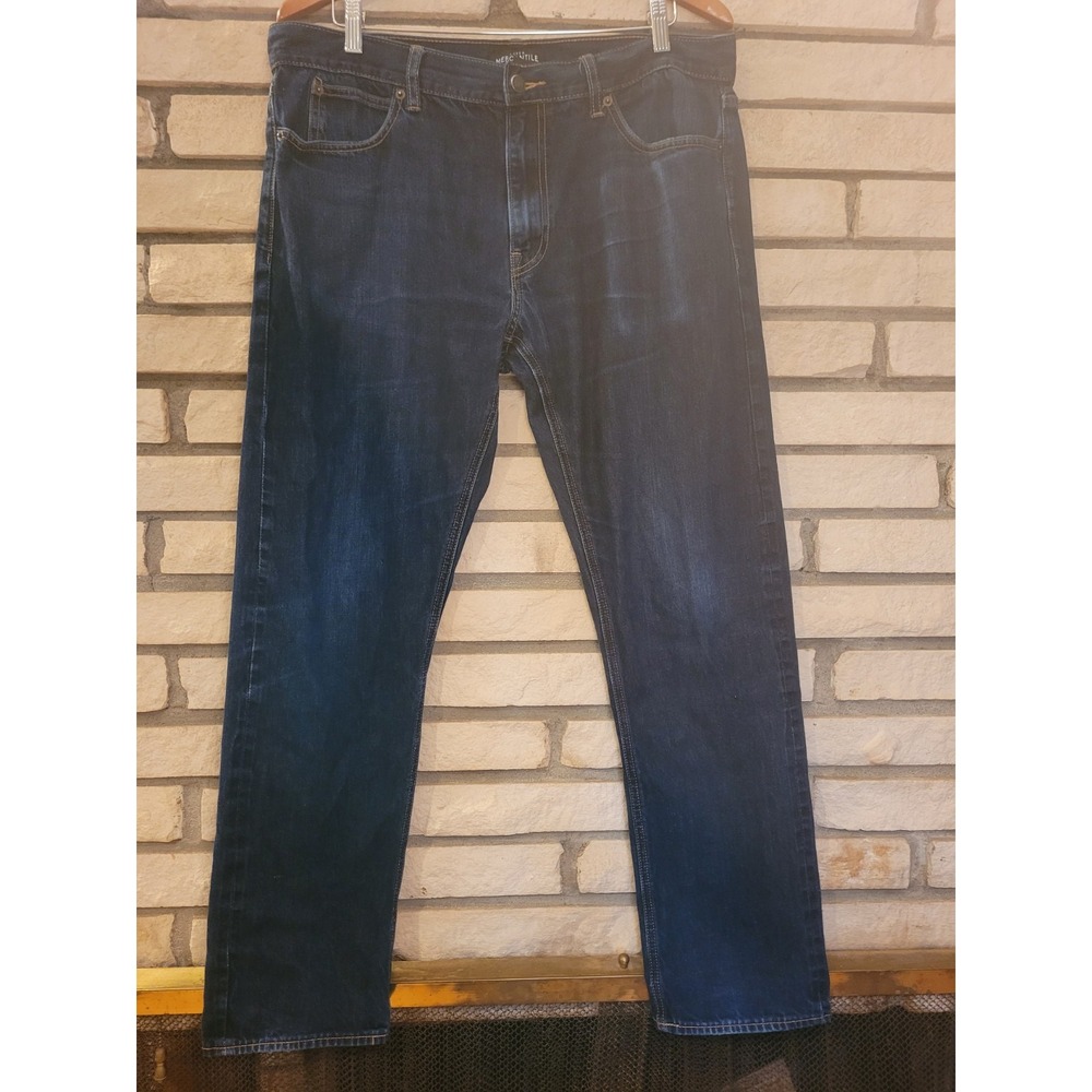 J.Crew Flex Straight Leg Jeans Mens 35x32 Dark Indigo Blue Stretch Denim Classic